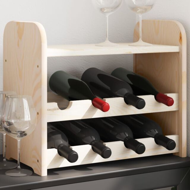 Berkfield Home Wine Rack with Top Board 43x25x37 cm Solid Wood Pine in Brown - Size: 43 x 25 x 37 cm - image 1