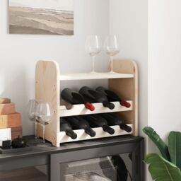 Berkfield Home Wine Rack with Top Board 43x25x37 cm Solid Wood Pine in Brown - Size: 43 x 25 x 37 cm - thumbnail 3
