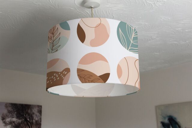 Benjamin Tate Design round texture & floral icons in pastel colours ceiling lamp shade in Natural