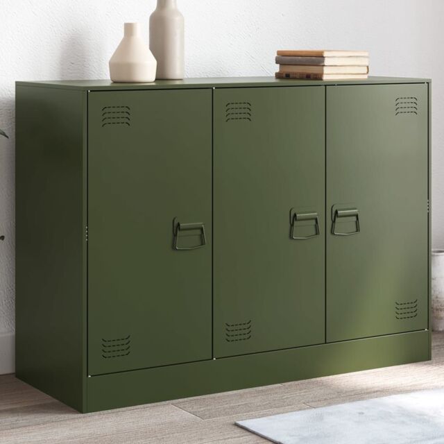 Berkfield Home Sideboard Olive Green 99x39x73 cm Steel - Size: 99 x 39 x 73 cm - image 1
