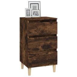 Berkfield Home Classic Bedside Cabinet Smoked Oak 40x35x70 cm Engineered Wood in Brown - Size: 40 x 35 x 70 cm - thumbnail 4