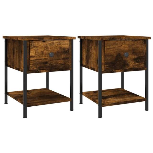 Berkfield Home Bedside Tables 2 pcs Smoked Oak 34x35.5x45 cm Engineered Wood in Brown - image 1