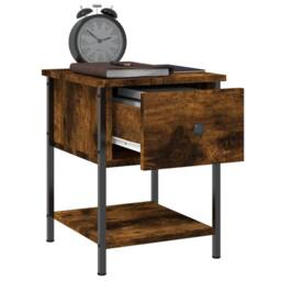 Berkfield Home Bedside Tables 2 pcs Smoked Oak 34x35.5x45 cm Engineered Wood in Brown - thumbnail 5