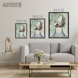"Artery8 18th Century Monument Design Watercolour Schouman Framed Canvas Art in Green - Size: W12"" x H16""" - thumbnail 4
