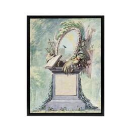 "Artery8 18th Century Monument Design Watercolour Schouman Framed Canvas Art in Green - Size: W12"" x H16""" - thumbnail 1