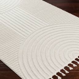 Livabliss Nora-Geometric Grey Ivory High Pile Fringe Living Dining Bedroom Rug - Size: 80 cm x 220 cm - thumbnail 6