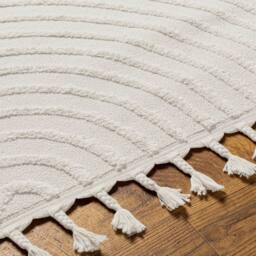 Livabliss Nora-Geometric Grey Ivory High Pile Fringe Living Dining Bedroom Rug - Size: 80 cm x 220 cm - thumbnail 3