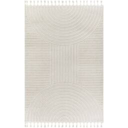 Livabliss Nora-Geometric Grey Ivory High Pile Fringe Living Dining Bedroom Rug - Size: 80 cm x 220 cm - thumbnail 2