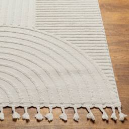 Livabliss Nora-Geometric Grey Ivory High Pile Fringe Living Dining Bedroom Rug - Size: 80 cm x 220 cm - thumbnail 5