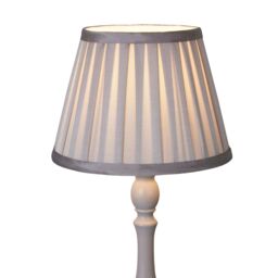 Lighting Collection Taper Pleat Silk Shade 20Cm Silver Lamp Shade - thumbnail 1