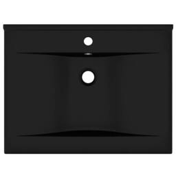 Berkfield Home Luxury Basin with Faucet Hole Matt Black 60x46 cm Ceramic - thumbnail 3