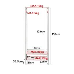 KORVIXA 2 Tier Metal Rolling Clothing Garment Rack in White - thumbnail 2
