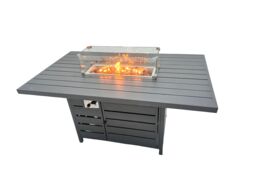 Fimous 9 Seat Aluminium 3 Seat Sofa Gas Fire Pit Table Sets with 4 Stools in Dark Grey - thumbnail 3