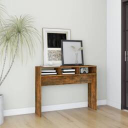 Berkfield Home Console Table Smoked Oak 105x30x80 cm Engineered Wood in Brown - Size: 105 x 30 x 80 cm - thumbnail 2