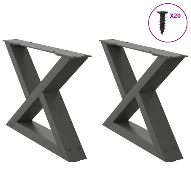 Berkfield Home Coffee Table Legs 2 pcs Anthracite 60x(30-31.3) cm Steel - image 1
