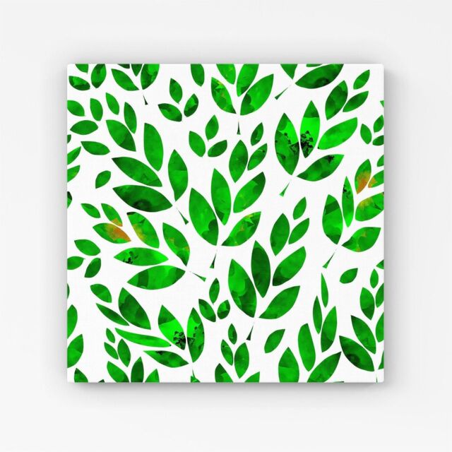 Warren Reed - Designer Watercolor Abstract Leaves Canvas in Green - Size: w40 inch x h40 inch - image 1