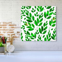 Warren Reed - Designer Watercolor Abstract Leaves Canvas in Green - Size: w40 inch x h40 inch - thumbnail 2