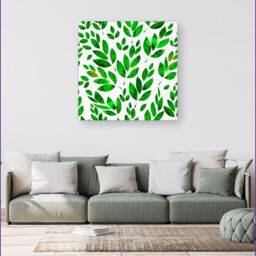 Warren Reed - Designer Watercolor Abstract Leaves Canvas in Green - Size: w40 inch x h40 inch - thumbnail 4