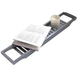 FLAVORA Slimline Bamboo Bath Bridge Rack Caddy Shelf- (Grey) in Grey - Size: 100 cm x 15 cm - thumbnail 3