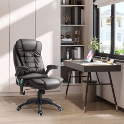 HOMCOM Heated Vibrating Massage Office Chair with Reclining Function in Brown - thumbnail 1