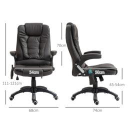 HOMCOM Heated Vibrating Massage Office Chair with Reclining Function in Brown - thumbnail 3