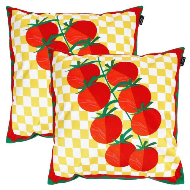 icon 2 Pack Cushion 43x43cm Tomato Print in Yellow - Size: 43x43 cm - image 1