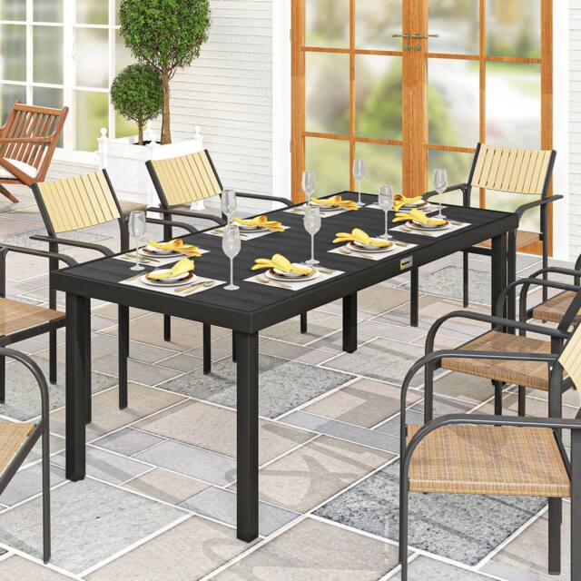 OUTSUNNY Garden Dining Table for 8, Aluminium Frame for Patio in Black - image 1