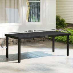 OUTSUNNY Garden Dining Table for 8, Aluminium Frame for Patio in Black - thumbnail 3