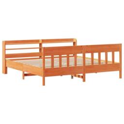Berkfield Home Decorative Bed Frame Frame Wax Brown 180x200 cm Super King Solid - thumbnail 1