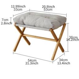KORVIXA Grey Foldable Foot Stool Bamboo Footrest Ottoman with Pad - Size: 100 cm x 100 cm - thumbnail 2