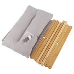 KORVIXA Grey Foldable Foot Stool Bamboo Footrest Ottoman with Pad - Size: 100 cm x 100 cm - thumbnail 3
