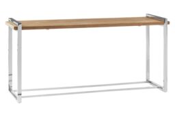 Orsina Wooden Surface Console Table, Hallway Table, Stainless Steel Modern Console Table For Bedroom in Natural - thumbnail 3