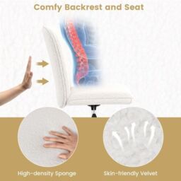 Costway Height-adjustable Ergonomic Chair Office Desk Chair w/ Wheels in White - thumbnail 5