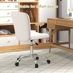 Costway Height-adjustable Ergonomic Chair Office Desk Chair w/ Wheels in White - thumbnail 6