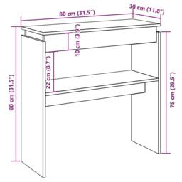 Berkfield Home Console Table Artisan Oak 80x30x80 cm Engineered Wood in Brown - Size: 80 x 30 x 80 cm - thumbnail 9