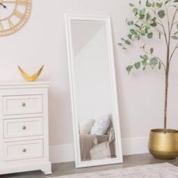 Melody Maison Large Full Length White Framed Wall & Leaner Mirror - 47cm X 142cm - Size: 47 cm X 142 cm - thumbnail 1