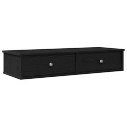Berkfield Home Wall Shelf with Drawers Black 100x37.5x19 cm Engineered Wood - thumbnail 2