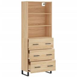 Berkfield Home Highboard Sonoma Oak 69.5x34x180 cm Engineered Wood in Light Brown - thumbnail 4