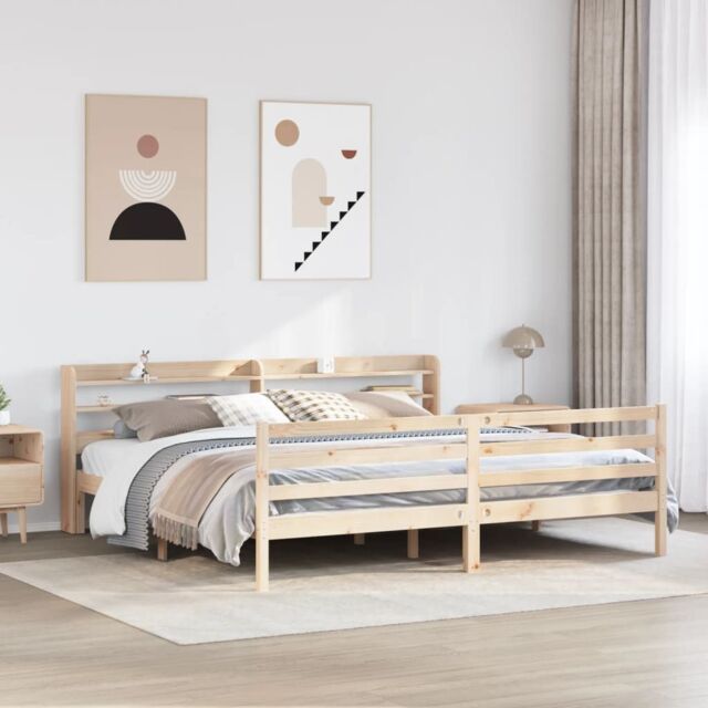 Berkfield Home Bed Frame with Headboard without Mattress 180x200 cm Super King in Brown - image 1