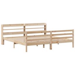 Berkfield Home Bed Frame with Headboard without Mattress 180x200 cm Super King in Brown - thumbnail 3