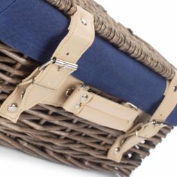 Red Hamper Wicker 36cm Antique Wash Picnic Basket with Cotton Lining in Blue - thumbnail 5