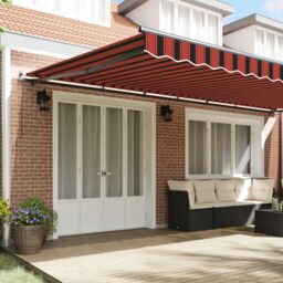 Berkfield Home Manual Retractable Awning Orange & Brown 600x350 cm - thumbnail 3