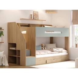 Flair Finn Staircase Bunk Bed with Storage in Natural - Size: Single - thumbnail 1