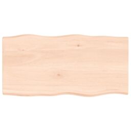 Berkfield Home Table Top 100x50x2 cm Untreated Solid Wood Oak Live Edge in Brown - Size: 100 x 50 x 2 cm - thumbnail 1