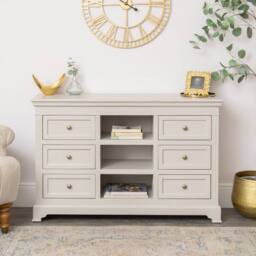 Melody Maison Large Taupe-Grey Wooden Sideboard Cabinet - Daventry Taupe-Grey Range in Grey - thumbnail 1