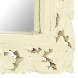Berkfield Home Hand Carved Mirror White 80x50 cm Solid Mango Wood in Off-White - thumbnail 4