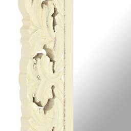 Berkfield Home Hand Carved Mirror White 80x50 cm Solid Mango Wood in Off-White - thumbnail 5