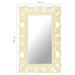 Berkfield Home Hand Carved Mirror White 80x50 cm Solid Mango Wood in Off-White - thumbnail 6
