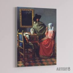 "Artery8 The Wine Glass Cropped Painting Vermeer Vintage Canvas Wall Art - Size: W18"" x H24""" - thumbnail 2