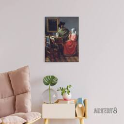 "Artery8 The Wine Glass Cropped Painting Vermeer Vintage Canvas Wall Art - Size: W18"" x H24""" - thumbnail 3